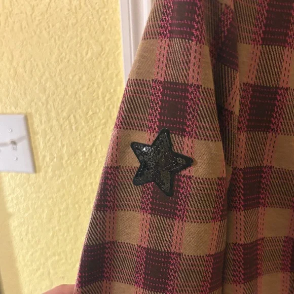 Anthropologie Plaid Embroidered Blazer - Brown & Burgundy - Picture 5 of 8